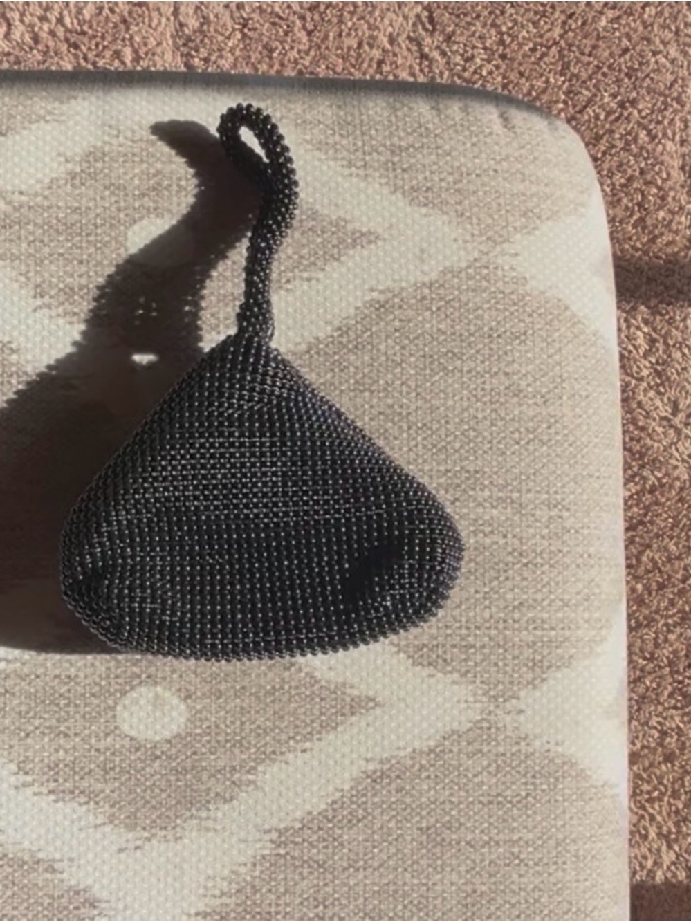 Black Beaded Wristlet Pouch